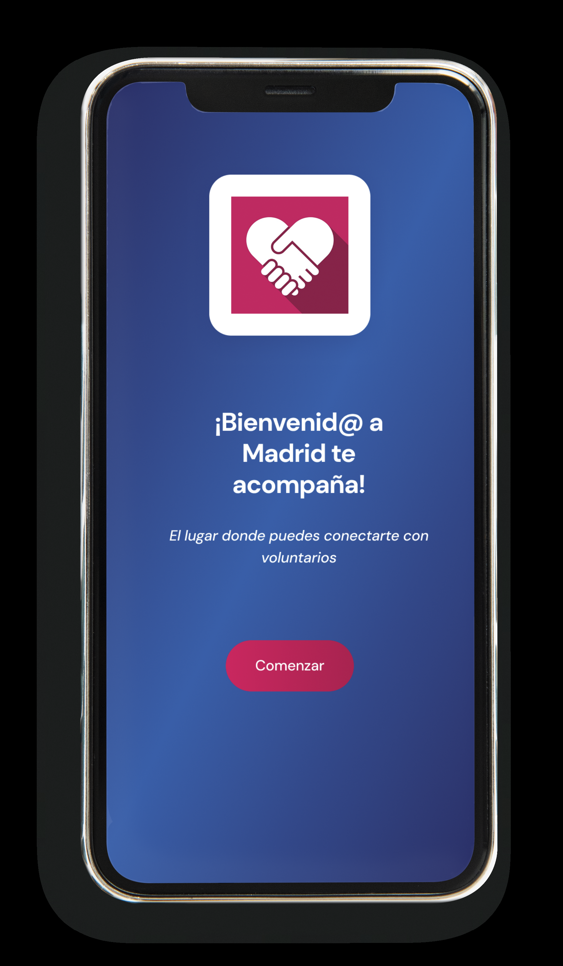 Madrid te Acompaña — app welcome screen